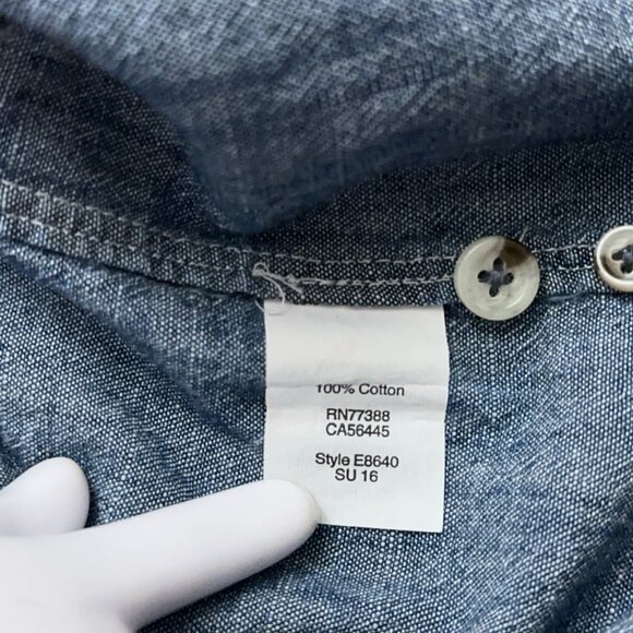 J.Crew Shirt Mens Size M Short Sleeve Chambray Slim Fit Pockets Cotton Blue - Picture 5 of 6